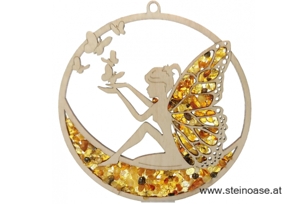 Fensterbild Suncatcher Bernstein - ELFE / FEE Ø 11cm